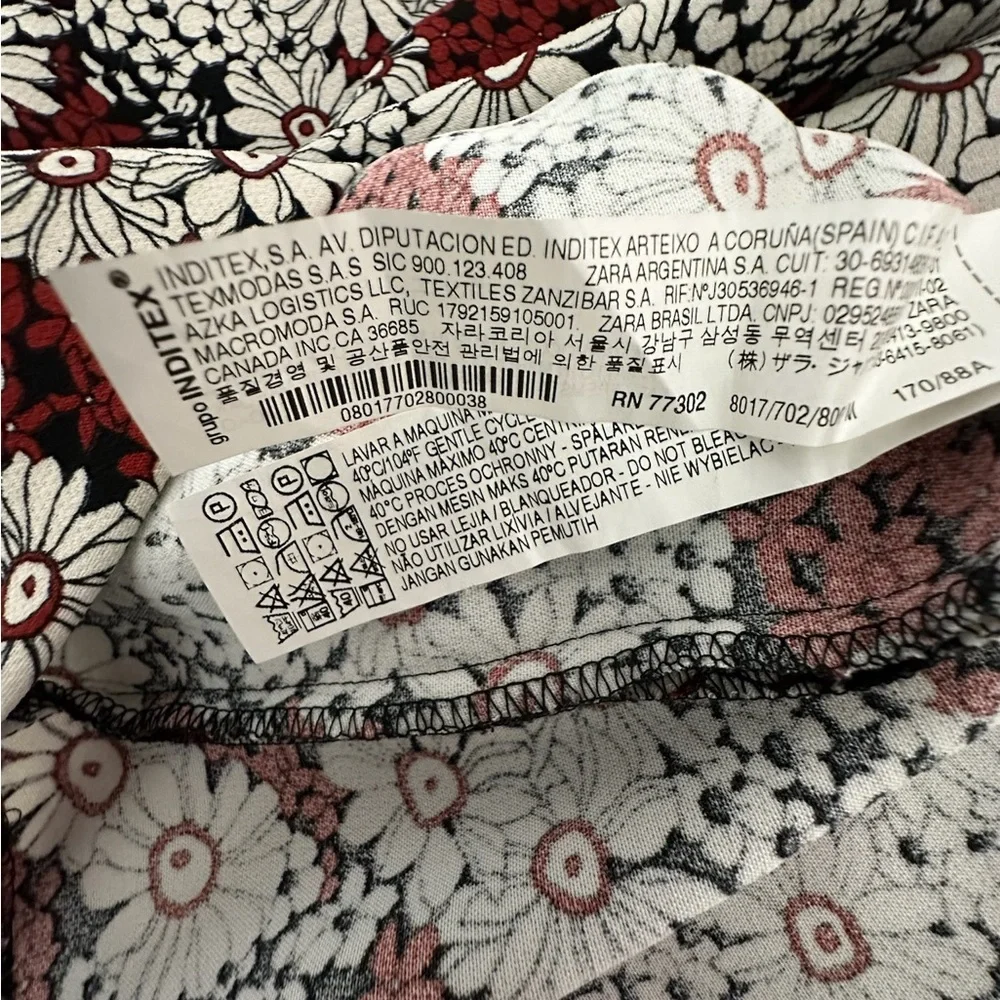 Zara Woman Red Black White Floral Daisy Mini Dress Size Medium Blogger Favorite - Picture 9 of 13